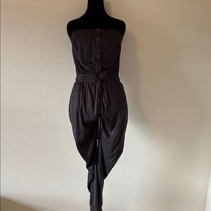 Elegant Grey Strapless Jumpsuit